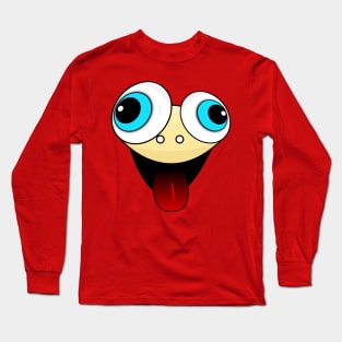 Outer Space Funny Face Cartoon Emoji Long Sleeve T-Shirt